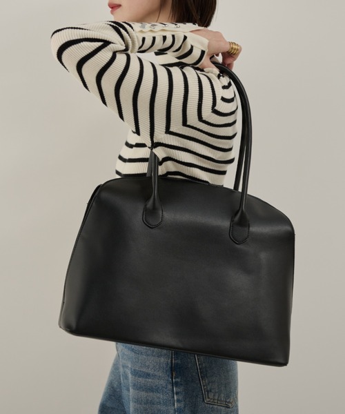 Shelly island(シェリーアイランド)の「クラシック2WAYトートバッグ/A4サイズ収納可能(ショルダーバッグ・レディース・ブラック/ブラウン/ホワイト・FREE)」の3枚目の写真