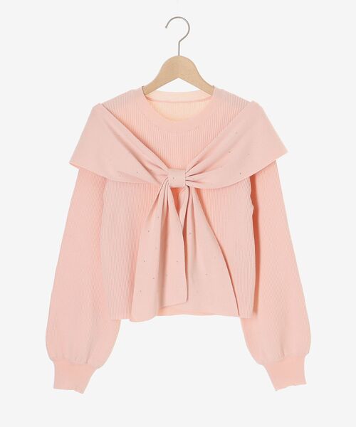 MAJESTIC LEGON（マジェスティックレゴン）の「リボンビジューニット（ニット/セーター・レディース・チャコールグレー/アイボリー/ホワイト系その他2/ブラック/ピンク/ライトグレー・MEDIUM）」の8枚目の写真