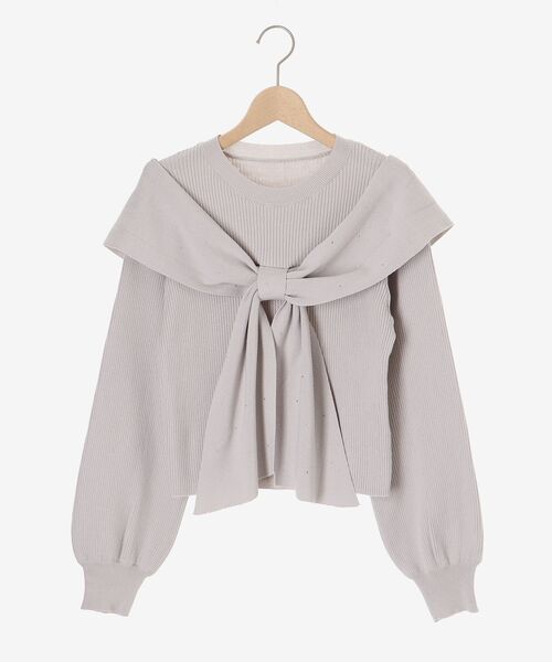 MAJESTIC LEGON（マジェスティックレゴン）の「リボンビジューニット（ニット/セーター・レディース・チャコールグレー/アイボリー/ホワイト系その他2/ブラック/ピンク/ライトグレー・MEDIUM）」の9枚目の写真