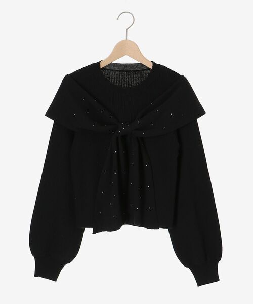 MAJESTIC LEGON（マジェスティックレゴン）の「リボンビジューニット（ニット/セーター・レディース・チャコールグレー/アイボリー/ホワイト系その他2/ブラック/ピンク/ライトグレー・MEDIUM）」の11枚目の写真