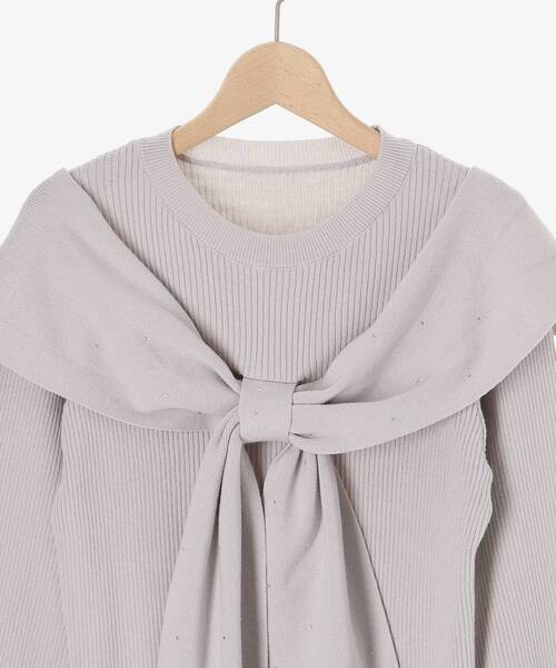 MAJESTIC LEGON（マジェスティックレゴン）の「リボンビジューニット（ニット/セーター・レディース・チャコールグレー/アイボリー/ホワイト系その他2/ブラック/ピンク/ライトグレー・MEDIUM）」の13枚目の写真