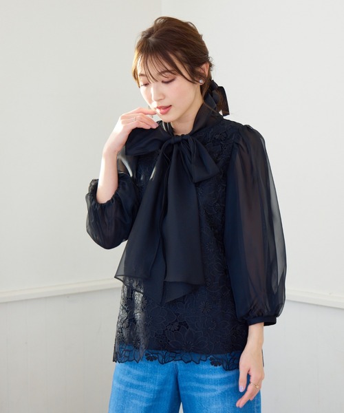 Rose Tiara（ローズティアラ）の「オーガンジー刺繍ブラウス（シャツ/ブラウス・レディース・オフホワイト/ブラック・40/38/46/42）」の13枚目の写真