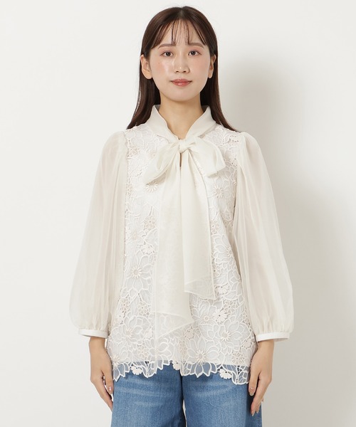 Rose Tiara（ローズティアラ）の「オーガンジー刺繍ブラウス（シャツ/ブラウス・レディース・オフホワイト/ブラック・40/38/46/42）」の14枚目の写真