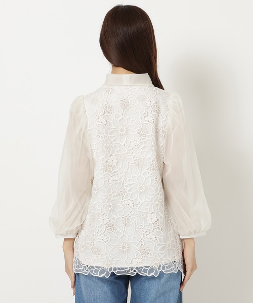 Rose Tiara（ローズティアラ）の「オーガンジー刺繍ブラウス（シャツ/ブラウス・レディース・オフホワイト/ブラック・40/38/46/42）」の16枚目の写真