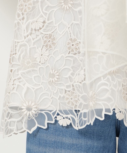 Rose Tiara（ローズティアラ）の「オーガンジー刺繍ブラウス（シャツ/ブラウス・レディース・オフホワイト/ブラック・40/38/46/42）」の22枚目の写真