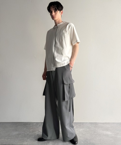 Classical Origin（クラシカルオリジン）の「ビッグポケット付きパラシュートワイドスラックス／Big Pocket Parachute Wide Trousers（カーゴパンツ・メンズ・ブラック/チャコール・SMALL/MEDIUM/LARGE）」の14枚目の写真