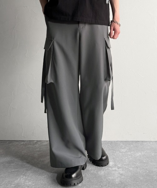 Classical Origin（クラシカルオリジン）の「ビッグポケット付きパラシュートワイドスラックス／Big Pocket Parachute Wide Trousers（カーゴパンツ・メンズ・ブラック/チャコール・SMALL/MEDIUM/LARGE）」の15枚目の写真