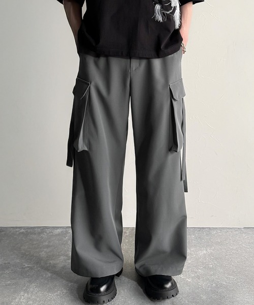 Classical Origin（クラシカルオリジン）の「ビッグポケット付きパラシュートワイドスラックス／Big Pocket Parachute Wide Trousers（カーゴパンツ・メンズ・ブラック/チャコール・SMALL/MEDIUM/LARGE）」の20枚目の写真