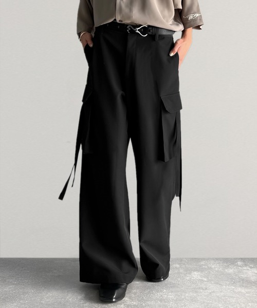 Classical Origin（クラシカルオリジン）の「ビッグポケット付きパラシュートワイドスラックス／Big Pocket Parachute Wide Trousers（カーゴパンツ・メンズ・ブラック/チャコール・SMALL/MEDIUM/LARGE）」の8枚目の写真