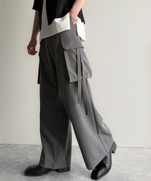 セール】ビッグポケット付きパラシュートワイドスラックス／Big Pocket