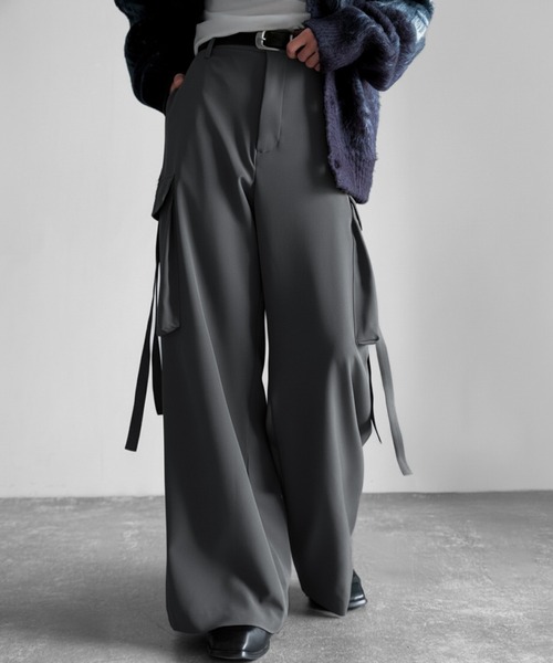 セール】ビッグポケット付きパラシュートワイドスラックス／Big Pocket