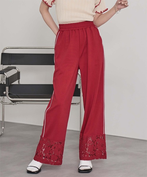 miette（ミエット）の「レース切替トラックパンツ（その他パンツ・レディース・ブラック/オフホワイト/レッド・FREE）」の3枚目の写真