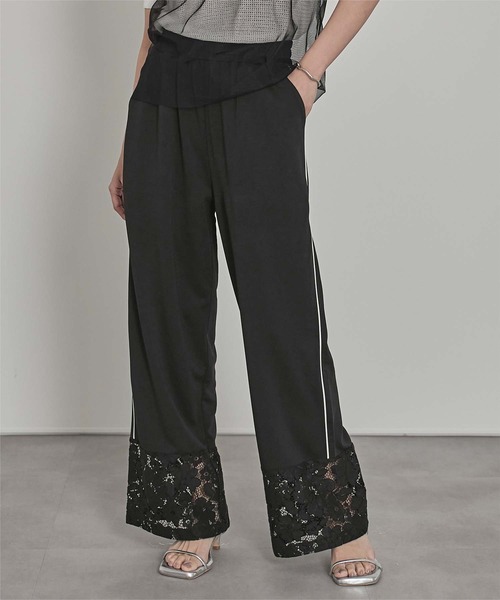 miette（ミエット）の「レース切替トラックパンツ（その他パンツ・レディース・ブラック/オフホワイト/レッド・FREE）」の2枚目の写真