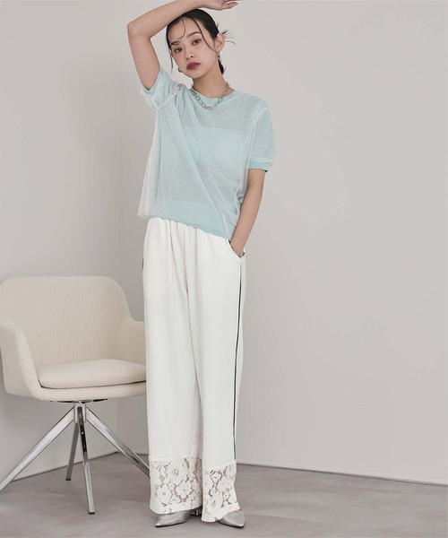 miette（ミエット）の「レース切替トラックパンツ（その他パンツ・レディース・ブラック/オフホワイト/レッド・FREE）」の4枚目の写真