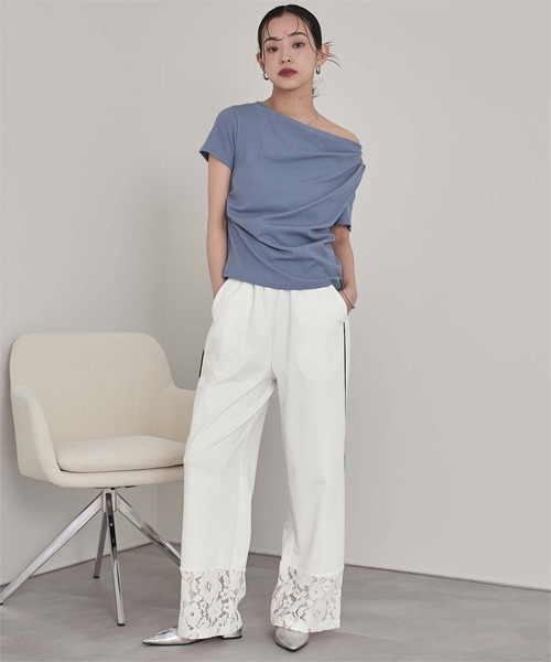 miette（ミエット）の「レース切替トラックパンツ（その他パンツ・レディース・ブラック/オフホワイト/レッド・FREE）」の5枚目の写真