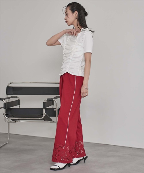 miette（ミエット）の「レース切替トラックパンツ（その他パンツ・レディース・ブラック/オフホワイト/レッド・FREE）」の19枚目の写真