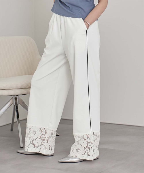 miette（ミエット）の「レース切替トラックパンツ（その他パンツ・レディース・ブラック/オフホワイト/レッド・FREE）」の6枚目の写真