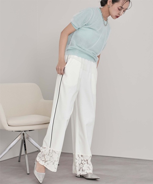 miette（ミエット）の「レース切替トラックパンツ（その他パンツ・レディース・ブラック/オフホワイト/レッド・FREE）」の7枚目の写真