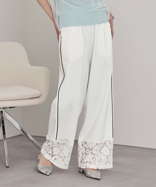 miette（ミエット）の「レース切替トラックパンツ（その他パンツ・レディース・ブラック/オフホワイト/レッド・FREE）」の9枚目の写真