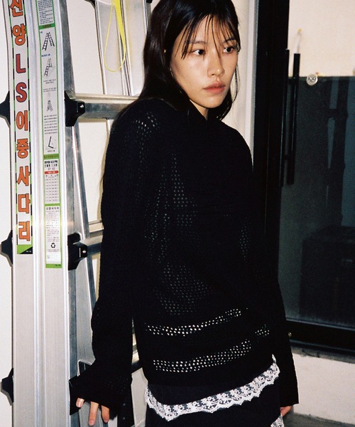 ニット セーター A'GEM/9 × .kom 「NICE GHOST CLUB/ナイスゴーストクラブ」3STARS L/S KNIT TEE/スリー A'GEM/9 × .kom 『NICE GHOST CLUB/ナイスゴーストクラブ