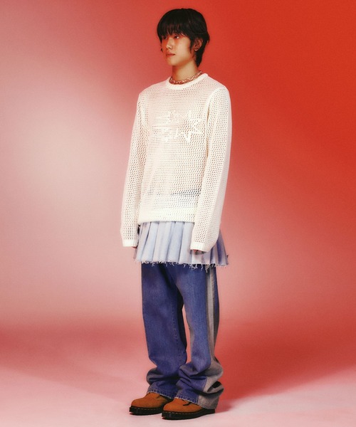 NICE GHOST CLUB(ナイスゴーストクラブ)の「A'GEM/9 × .kom 『NICE GHOST CLUB/ナイスゴーストクラブ』3STARS L/S KNIT TEE/スリースター ニット LS(ニット/セーター・レディース・ホワイト/ブラック・M/L)」の4枚目の写真