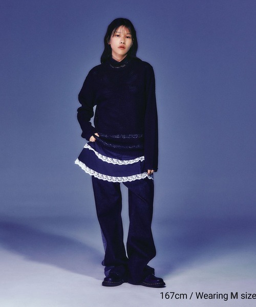 NICE GHOST CLUB(ナイスゴーストクラブ)の「A'GEM/9 × .kom 『NICE GHOST CLUB/ナイスゴーストクラブ』3STARS L/S KNIT TEE/スリースター ニット LS(ニット/セーター・レディース・ホワイト/ブラック・M/L)」の6枚目の写真