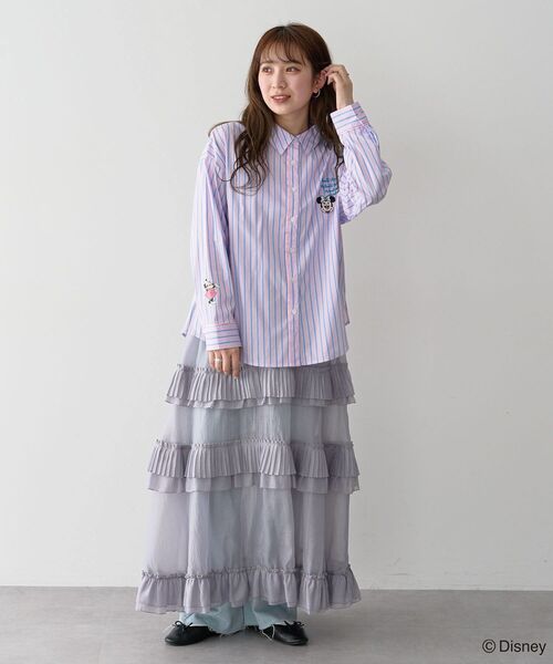 Disney（ディズニー）の「ミッキー＆フレンズ/ストライプシャツ（シャツ/ブラウス・レディース・ピンク系その他・FREE）」の3枚目の写真