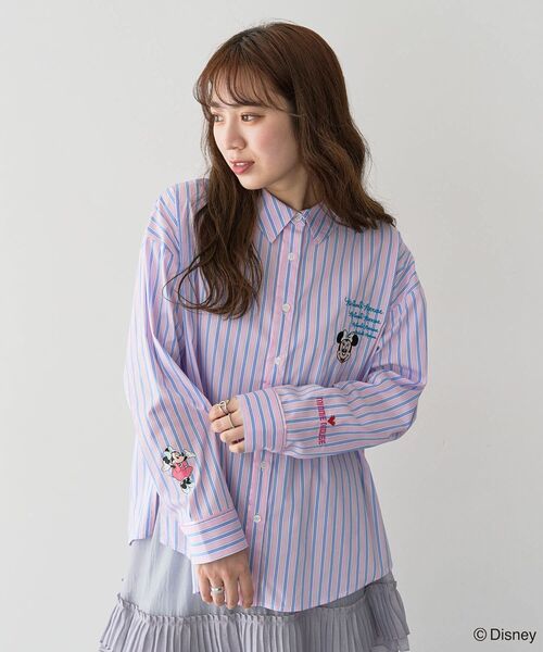 Disney（ディズニー）の「ミッキー＆フレンズ/ストライプシャツ（シャツ/ブラウス・レディース・ピンク系その他・FREE）」の6枚目の写真