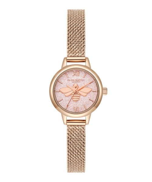 OLIVIA BURTON（オリビアバートン）の「「OLIVIA BURTON/オリビアバートン」シグネチャー - ミニ ラッキービー ブラッシュ グリッター メッシュベルト（アナログ腕時計・レディース・ピンクゴールド/イエローゴールド・FREE）」の2枚目の写真
