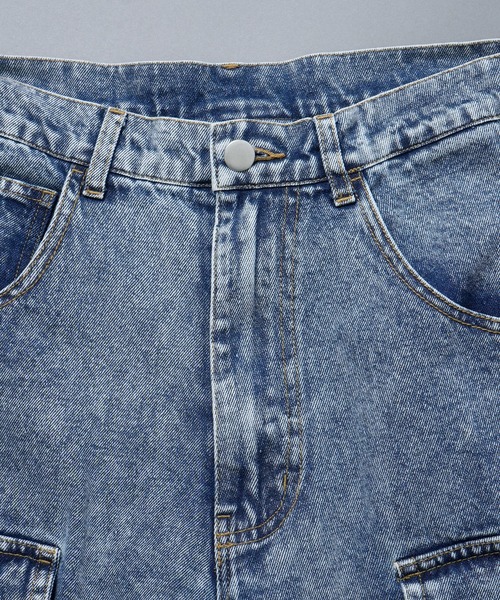 Starting Over(スターティングオーバー)の「vintage like loose fit denim techno half pants/ヴィンテージ ライク ルーズフィット デニム テクノ ハーフ パンツ(デニムパンツ・メンズ・ブルー/ブラック・XL/L/M)」の6枚目の写真