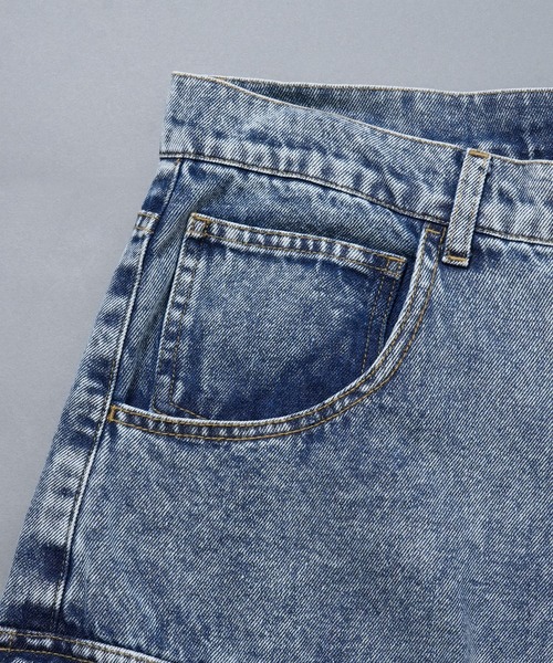 Starting Over(スターティングオーバー)の「vintage like loose fit denim techno half pants/ヴィンテージ ライク ルーズフィット デニム テクノ ハーフ パンツ(デニムパンツ・メンズ・ブルー/ブラック・XL/L/M)」の8枚目の写真