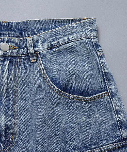 Starting Over(スターティングオーバー)の「vintage like loose fit denim techno half pants/ヴィンテージ ライク ルーズフィット デニム テクノ ハーフ パンツ(デニムパンツ・メンズ・ブルー/ブラック・XL/L/M)」の9枚目の写真