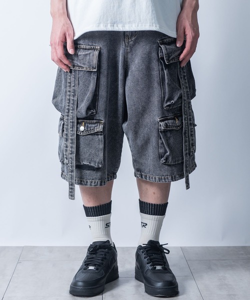 Starting Over(スターティングオーバー)の「vintage like loose fit denim techno half pants/ヴィンテージ ライク ルーズフィット デニム テクノ ハーフ パンツ(デニムパンツ・メンズ・ブルー/ブラック・XL/L/M)」の13枚目の写真