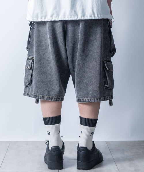 Starting Over(スターティングオーバー)の「vintage like loose fit denim techno half pants/ヴィンテージ ライク ルーズフィット デニム テクノ ハーフ パンツ(デニムパンツ・メンズ・ブルー/ブラック・XL/L/M)」の16枚目の写真