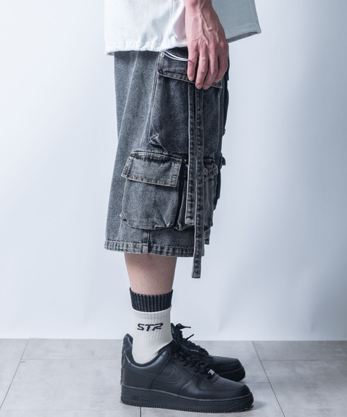 Starting Over(スターティングオーバー)の「vintage like loose fit denim techno half pants/ヴィンテージ ライク ルーズフィット デニム テクノ ハーフ パンツ(デニムパンツ・メンズ・ブルー/ブラック・XL/L/M)」の17枚目の写真