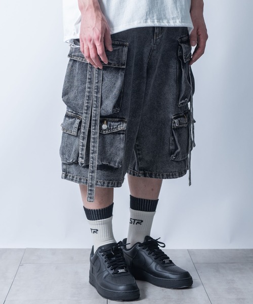 Starting Over(スターティングオーバー)の「vintage like loose fit denim techno half pants/ヴィンテージ ライク ルーズフィット デニム テクノ ハーフ パンツ(デニムパンツ・メンズ・ブルー/ブラック・XL/L/M)」の18枚目の写真