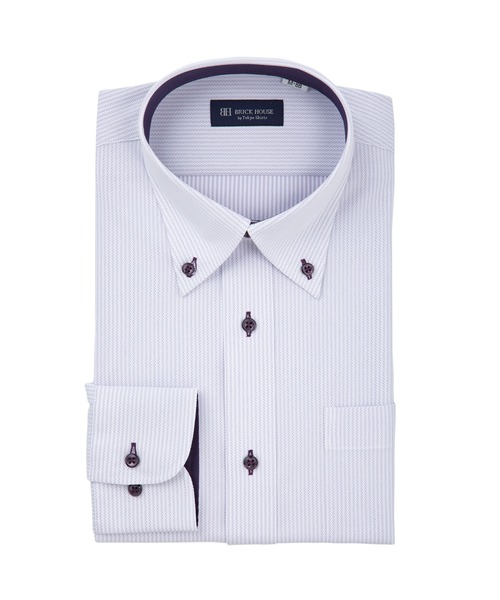 TOKYO SHIRTS(トウキョウシャツ)の「形態安定ノーアイロン ボタンダウン 長袖ストレッチビジネスワイシャツ(大きいサイズ・長いサイズ)(ビジネスシャツ・メンズ・ライトパープル・首回り39cm-裄丈88cm/首回り41cm-裄丈90cm/首回り42cm-裄丈90cm/首回り43cm-裄丈90cm/首回り45cm-裄丈82cm/首回り45cm-裄丈86cm/首回り45cm-裄丈90cm/首回り47cm-裄丈86cm/首回り47cm-裄丈90cm)」の1枚目の写真