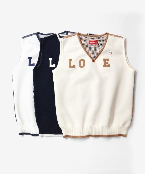 archivio(アルチビオ)の「<LADIES>"LOVE"バックメッシュベスト(ベスト・レディース・ネイビー/ホワイト×ネイビー/ホワイト×ブラウン・S/M)」の15枚目の写真