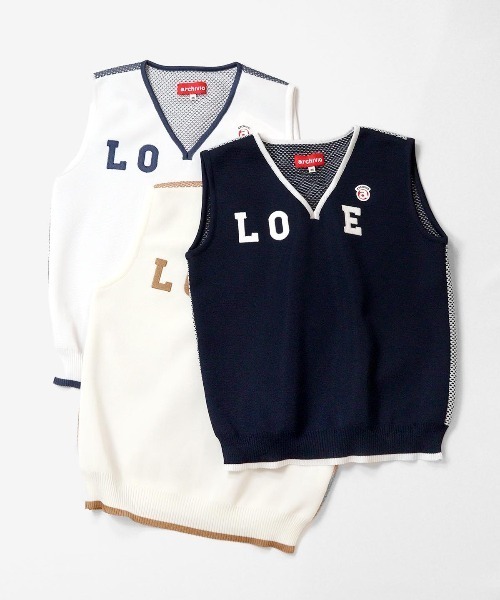 archivio(アルチビオ)の「<LADIES>"LOVE"バックメッシュベスト(ベスト・レディース・ネイビー/ホワイト×ネイビー/ホワイト×ブラウン・S/M)」の16枚目の写真