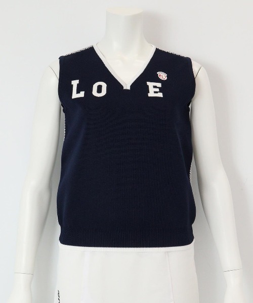 archivio(アルチビオ)の「<LADIES>"LOVE"バックメッシュベスト(ベスト・レディース・ネイビー/ホワイト×ネイビー/ホワイト×ブラウン・S/M)」の6枚目の写真