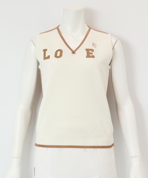 archivio(アルチビオ)の「<LADIES>"LOVE"バックメッシュベスト(ベスト・レディース・ネイビー/ホワイト×ネイビー/ホワイト×ブラウン・S/M)」の8枚目の写真