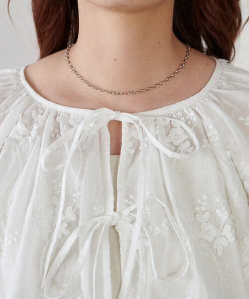 DISCOAT(ディスコート)の「生地刺繍ボレロ(シャツ/ブラウス・レディース・ブラック/オフホワイト・FREE)」の21枚目の写真
