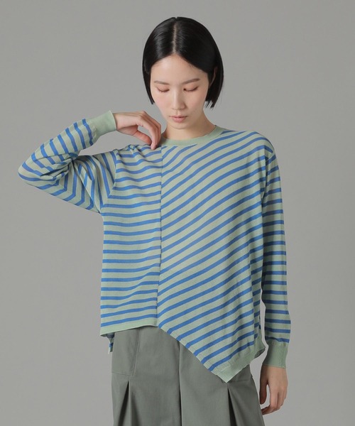 ZUCCa（ズッカ）の「シアーボーダー / ニット / (O)（ニット/セーター・レディース・グリーン/ブラック/ベージュ・M size）」の10枚目の写真