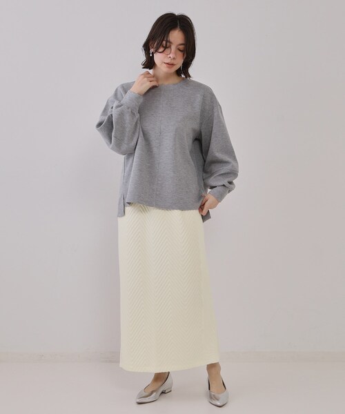 OPAQUE.CLIP（オペークドットクリップ）の「キルトジャカードナロースカート/セットアップ対応【洗濯機洗い可】（スカート・レディース・ホワイト/ライトベージュ・38/40/42）」の5枚目の写真