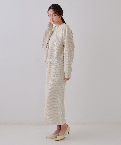 OPAQUE.CLIP（オペークドットクリップ）の「キルトジャカードナロースカート/セットアップ対応【洗濯機洗い可】（スカート・レディース・ホワイト/ライトベージュ・38/40/42）」の9枚目の写真