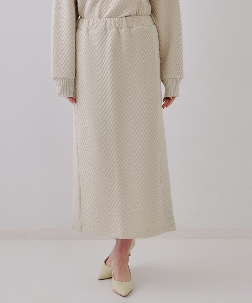 OPAQUE.CLIP（オペークドットクリップ）の「キルトジャカードナロースカート/セットアップ対応【洗濯機洗い可】（スカート・レディース・ホワイト/ライトベージュ・38/40/42）」の11枚目の写真