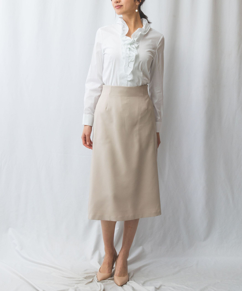 NARACAMICIE（ナラカミーチェ）の「【NARACAMICIE】ストレッチブロードフリル衿長袖シャツ（シャツ/ブラウス・レディース・ホワイト・M/L/XL/S）」の9枚目の写真