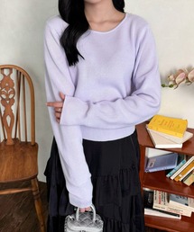 CLEAR BASIC | ボートネックベーシックニットトップス[春ニット オフィスカジュアル 着回し抜群 大人 カジュアル]≪CLEAR BASIC≫(ニット/セーター)