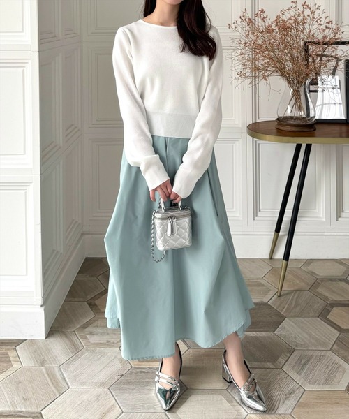 CLEAR BASIC（クリアベーシック）の「ボートネックベーシックニットトップス[春ニット オフィスカジュアル 着回し抜群 大人 カジュアル]（ニット/セーター・レディース・ブラック/ミント/ラベンダー/オフホワイト・F）」の5枚目の写真