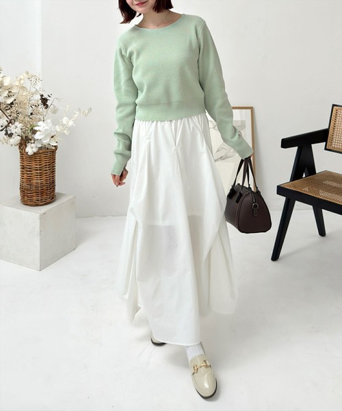 CLEAR BASIC（クリアベーシック）の「ボートネックベーシックニットトップス[春ニット オフィスカジュアル 着回し抜群 大人 カジュアル]（ニット/セーター・レディース・ブラック/ミント/ラベンダー/オフホワイト・F）」の7枚目の写真